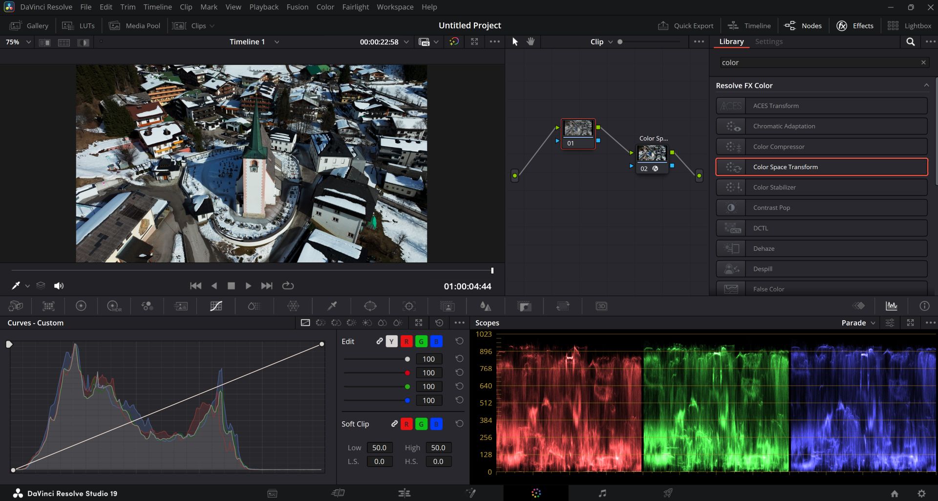 Videos Kirche Filzmoos in Davinci Resolve